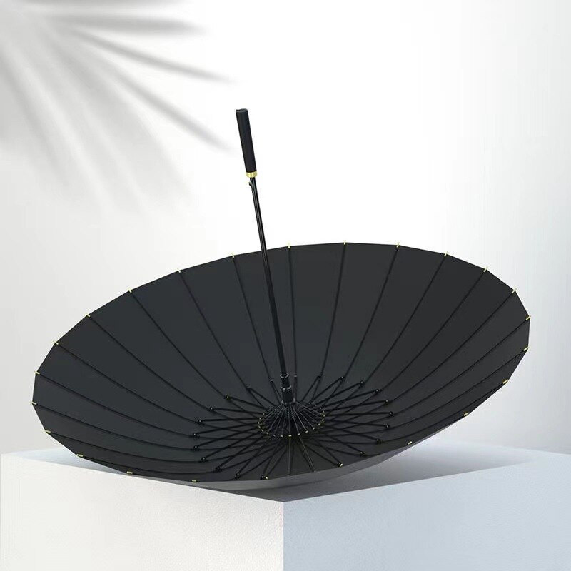 Pánsky vystužený dáždnik, automatický, 24 kostí, dlhá rovná rukoväť, obchodný, vintage darčekový dáždnik