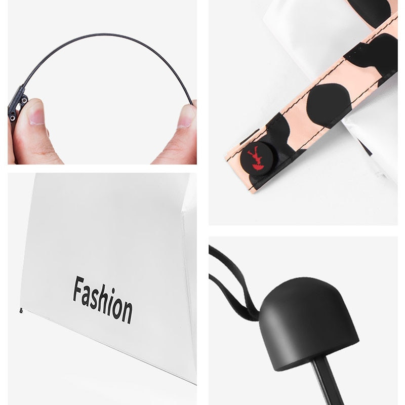 Módny leopardový mini dáždnik, päť skladací UV luxusný dáždnik, prenosný letný vonkajší vreckový slnečník pre dievčatá, darček