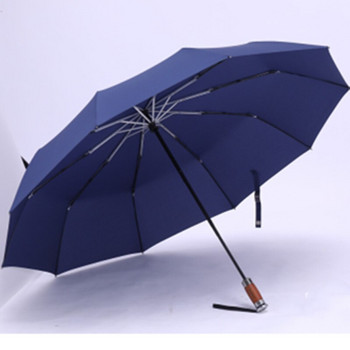 Leodauknow Πλήρως αυτόματο πτυσσόμενο μέταλλο με ξύλινη λαβή Μεγάλη όψη Business Elite ανδρική ομπρέλα 10k Sunny and Rainy