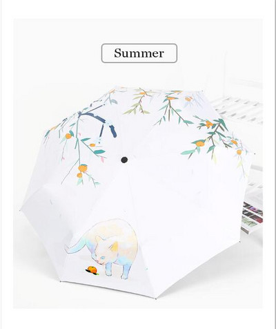 Čierny povlak na dámu, automatický dáždnik proti slnku, dáždnik, trojskladací dáždnik, krásna mačka, ženský slnečník, vianočné darčeky, Paraguas