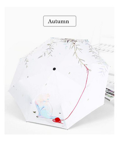 Čierny povlak na dámu, automatický dáždnik proti slnku, dáždnik, trojskladací dáždnik, krásna mačka, ženský slnečník, vianočné darčeky, Paraguas