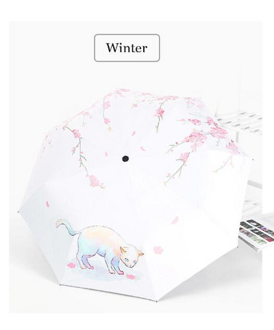 Čierny povlak na dámu, automatický dáždnik proti slnku, dáždnik, trojskladací dáždnik, krásna mačka, ženský slnečník, vianočné darčeky, Paraguas