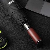 PARACHASE Automatický biznis Veľký dáždnik Muži Ženy 8K Vetruodolný luxusný drevený rukoväť Veľký dáždnik Dažďový prenosný slnečník Darčeky