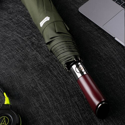 PARACHASE Automatický biznis Veľký dáždnik Muži Ženy 8K Vetruodolný luxusný drevený rukoväť Veľký dáždnik Dažďový prenosný slnečník Darčeky