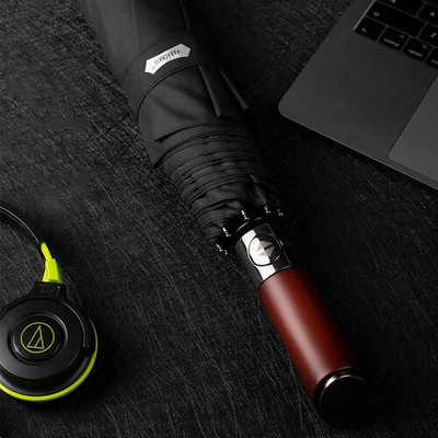 PARACHASE Automatický biznis Veľký dáždnik Muži Ženy 8K Vetruodolný luxusný drevený rukoväť Veľký dáždnik Dažďový prenosný slnečník Darčeky