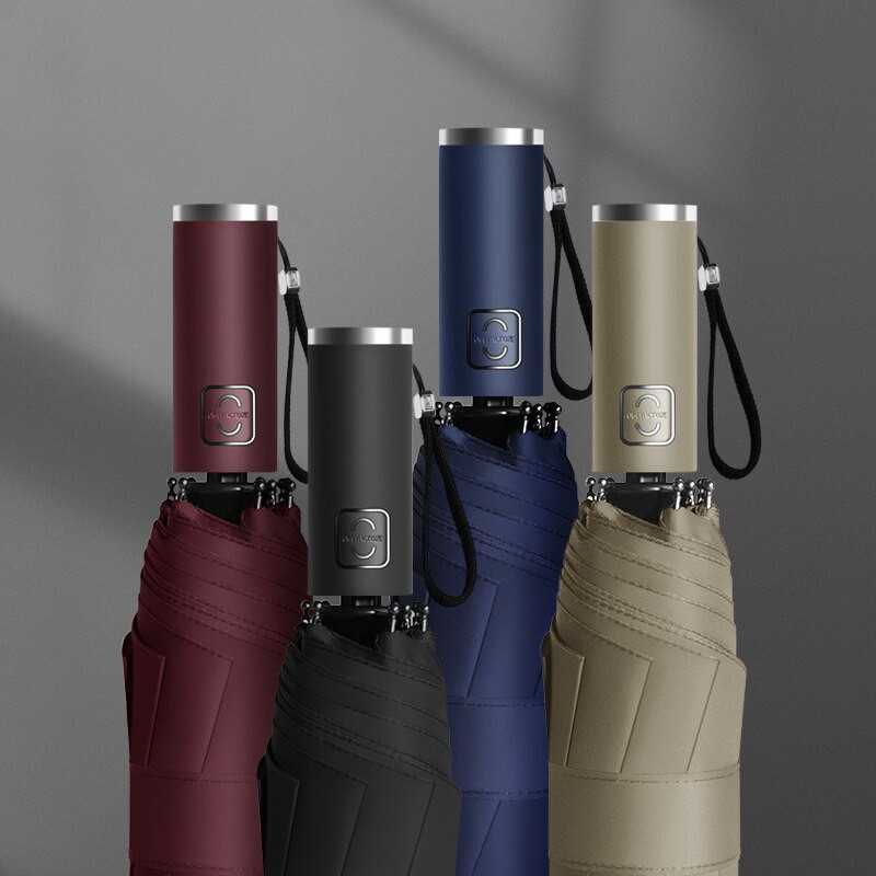 Dámsky slnečník proti dažďu 105 cm, 10 rebier, vetruodolný, jednofarebný, automatický, 3-skladací, na cesty, vonku