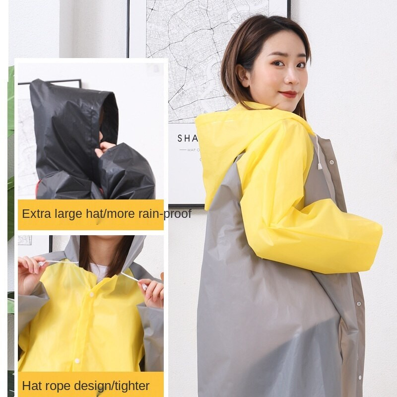 Дълъг дъждобран за открито Едно парче зашит модел Водоустойчив универсален мъжки и дамски дъждобран с качулка за многократна употреба за пътуване на открито