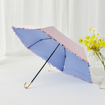 Uv Kawaii Rain and Sun Manual Дамски чадър Сгъваема количка Сватбена градина Японски обратен чадър Сладък дъждобран Sombrilla