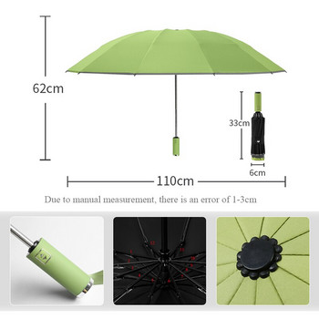 Здрав ветроустойчив чадър, напълно автоматичен сгъваем чадър за мъже, жени, обърнат наобратно, 12 ребра, анти-UV дъжд, защита от слънце
