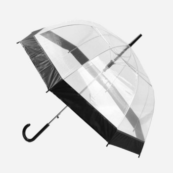 Прозрачен чадър за дъжд с дълга дръжка, ултра лек дамски, детски, женски чадър 54DC