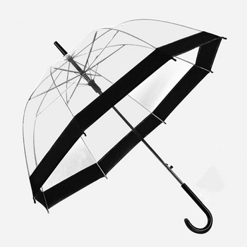 Прозрачен чадър за дъжд с дълга дръжка, ултра лек дамски, детски, женски чадър 54DC