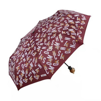 Сладък чадър с глава на мечка Напълно автоматичен сгъваем здрав 8 кости Слънцезащитен чадър Слънце и дъжд Чадър с двойна употреба Подарък за рожден ден