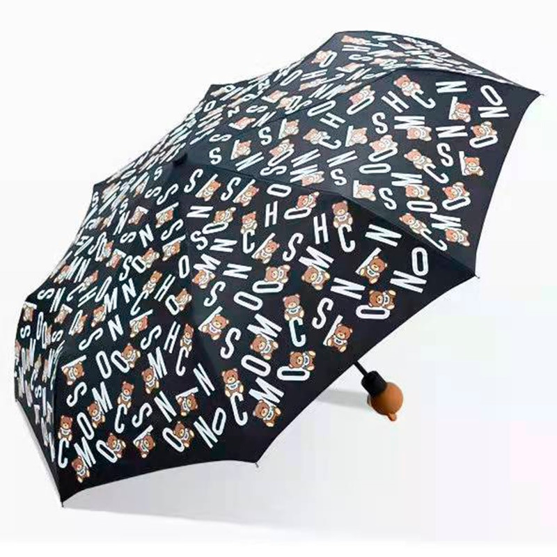 Roztomilý dáždnik s hlavou medveďa, plne automatický skladací, silný, 8-kostný, opaľovací krém, dáždnik, slnko a dážď, dvojaký darček k narodeninám