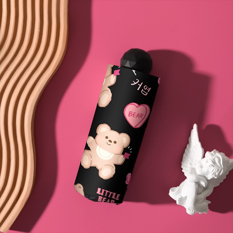 Roztomilý dáždnik s hlavou medveďa, plne automatický skladací, silný, 8-kostný, opaľovací krém, dáždnik, slnko a dážď, dvojaký darček k narodeninám