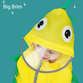 Παιδικό αδιάβροχο 0,7-1,2 μέτρα Παιδικό αδιάβροχο Φοιτητικό αδιάβροχο φόρμα Αδιάβροχο για αγόρια κορίτσια Κινούμενα σχέδια Dinosaur Big Brim Hooded Rain Coat