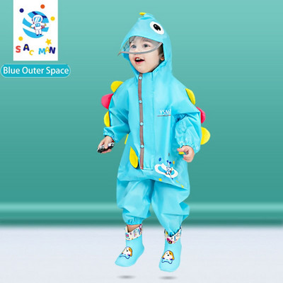 0,7–1,2 metro vaikiškas lietpaltis, neperšlampamas studentų kombinezonas nuo lietaus, berniukų, mergaičių animacinių filmų dinozaurų kelnės su gobtuvu