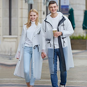 Nový štýl vysoko kvalitnej módnej nepremokavej dámskej pánskej dlhej priehľadnej pláštenky s kapucňou pre outdoorové aktivity