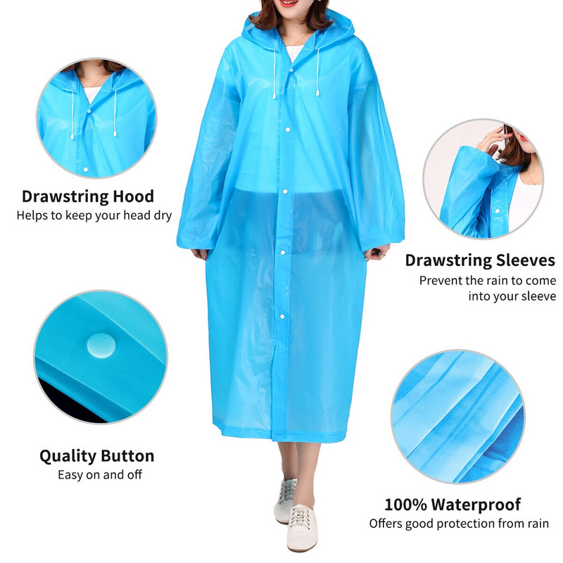 Unisex Γυναικείες ανδρικές αδιάβροχο παλτό αδιάβροχο για ενήλικες εξωτερικού χώρου RainWear Αδιάβροχο αδιάβροχο φορητό διαφανές υφασμάτινο κοστούμι βροχής για ποδηλασία