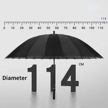 24 Bone автоматичен чадър с дълга дръжка Прав прът Двуслоен удебелен ветроустойчив устойчив на дъжд двоен голям чадър на открито