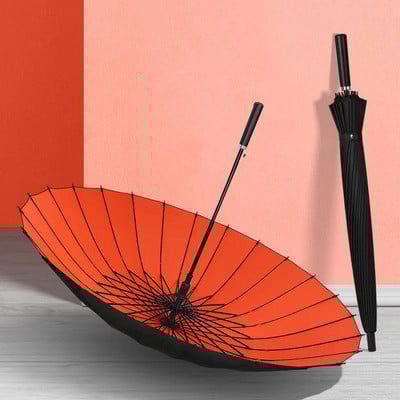 24-kostný automatický dáždnik s dlhou rukoväťou, rovná tyč, dvojvrstvový, zosilnený, vetruodolný, dažďuodolný, dvojitý veľký vonkajší dáždnik