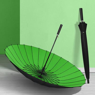 24-kostný automatický dáždnik s dlhou rukoväťou, rovná tyč, dvojvrstvový, zosilnený, vetruodolný, dažďuodolný, dvojitý veľký vonkajší dáždnik