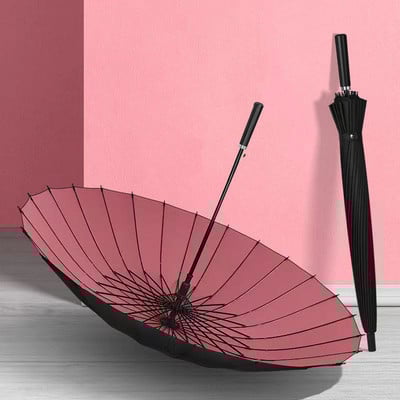 24-kostný automatický dáždnik s dlhou rukoväťou, rovná tyč, dvojvrstvový, zosilnený, vetruodolný, dažďuodolný, dvojitý veľký vonkajší dáždnik