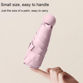 Mini umbrelă de soare ploaie umbrelă ușoară pentru femei umbrelă de soare pliabilă cu 6 oase mic ușor portabil și durabil cu sac de depozitare