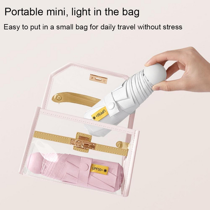 Mini esernyő Sun Rain női könnyű esernyő összecsukható 6 csontos napernyő kicsi, könnyen hordozható, tartós tárolótáskával