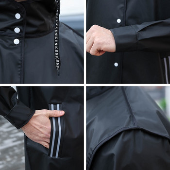 Черен моден дълъг мъжки дъждобран Унисекс Възрастен водоустойчив пончо Tour Пластмасов дъждобран с щампа с букви
