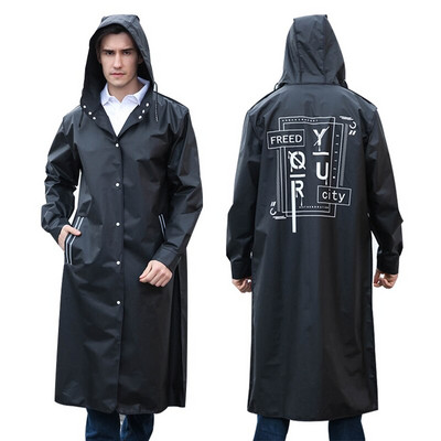Čierny módny dlhý pánsky pršiplášť unisex dospelých nepremokavý pončo Tour plastový pršiplášť s potlačou písmen