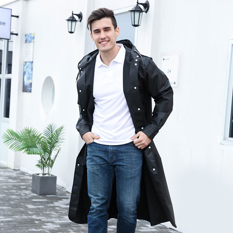 Čierny módny dlhý pánsky pršiplášť unisex dospelých nepremokavý pončo Tour plastový pršiplášť s potlačou písmen