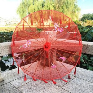 Čínsky hodvábny dáždnik, anime, ženy, fotografia, cosplay, rekvizita, starožitné strapce, dáždnik, priehľadný, japonský slnečník, papierový dáždnik