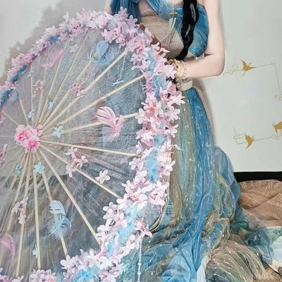 Čínsky hodvábny dáždnik, anime, ženy, fotografia, cosplay, rekvizita, starožitné strapce, dáždnik, priehľadný, japonský slnečník, papierový dáždnik