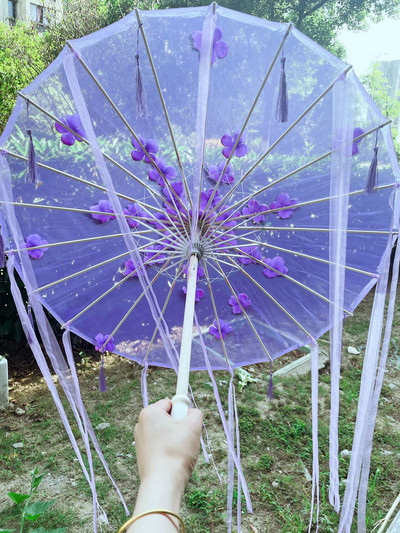 Čínsky hodvábny dáždnik, anime, ženy, fotografia, cosplay, rekvizita, starožitné strapce, dáždnik, priehľadný, japonský slnečník, papierový dáždnik