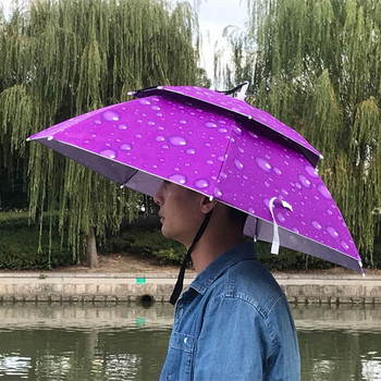 Творчески преносими риболовни шапки Двойно сгъваем дъждовен чадър Анти-UV дъждоустойчив Слънцезащитна шапка за риболов Чадъри YS014