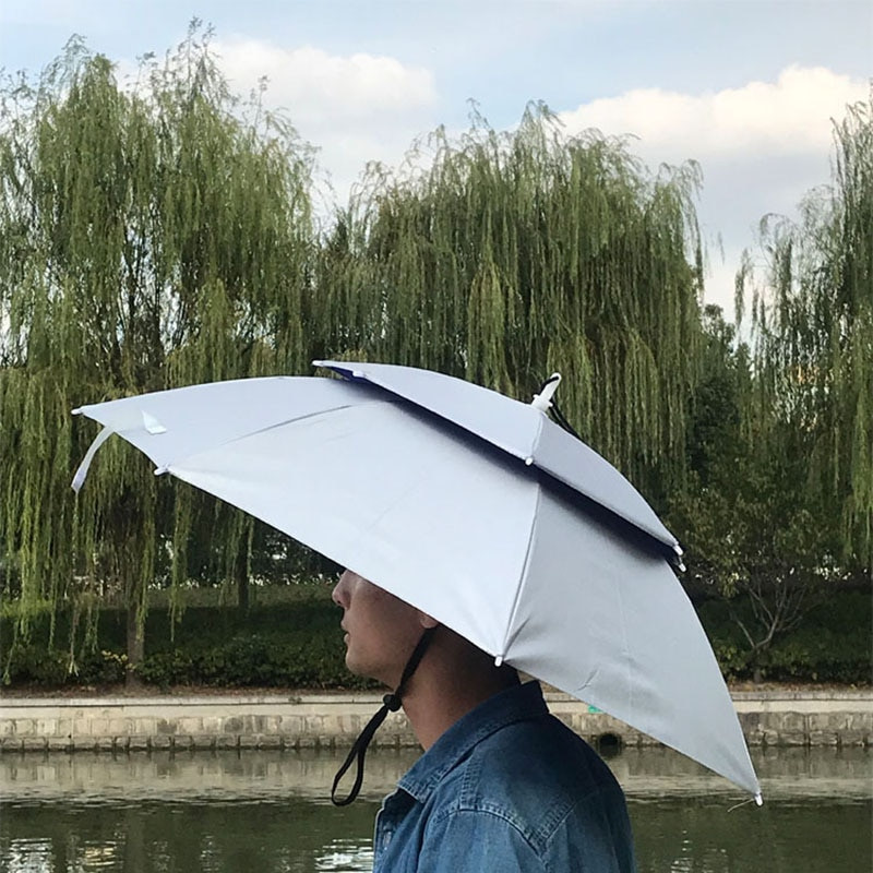 Kreatívne prenosné rybárske čiapky, dvojité skladacie dažďové slnečníky, anti-UV ochrana proti dažďu, ochrana pred slnkom, rybárske čiapky, slnečníky YS014