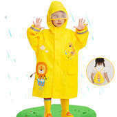 Nový detský pršiplášť s kresleným levom, vetruodolný pončo pre chlapcov a dievčatá, žltý pršiplášť pre študentov 2-14 rokov s taškou