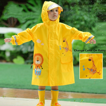 Нов анимационен лъв Детски дъждобран Бебешко ветроустойчиво пончо Дъждобран за момчета и момичета Жълт 2-14 годишен дъждобран за студентска обиколка с чанта