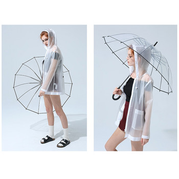 Удебелен прозрачен чадър за момиче Японски сладък свеж индивидуален креативен автоматичен чадър с дълга дръжка
