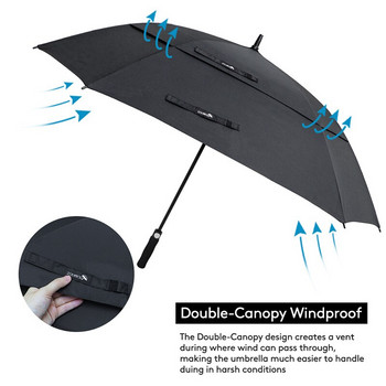 ZOMAKE Ветроустойчив чадър за голф, 62/68 инча голям чадър за дъжд Двоен навес Автоматични отворени вентилирани чадъри с пръчки
