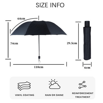Мъжки голям чадър, сгъваем мъжки голям размер 120 см, марков сгъваем за дъжд Corporation UV ветроустойчиви качествени мъжки чадъри за чадъри