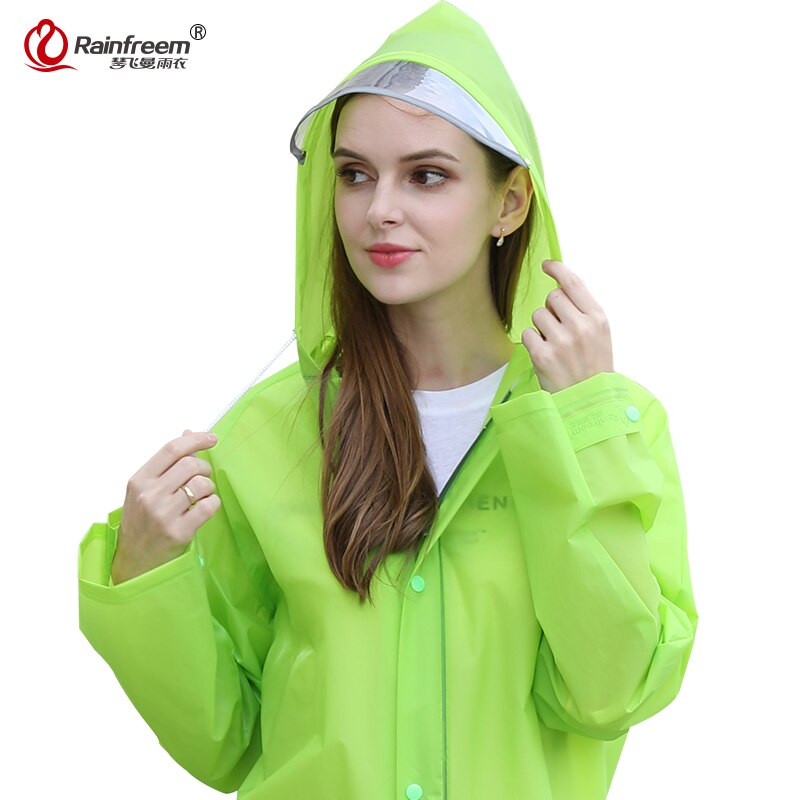 Rainfreem 2017 Jarný prenosný EVA pršiplášť pre ženy/muže, nepriepustný plastový priehľadný pršiplášť, 7 farieb, pršiplášť, pončo