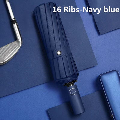 Didelis visiškai automatinis skėtis vyriškai 8/16 šonkaulių skėčiai Verslo vyrams Atsparus lietui vėjui sulankstomas skėtis nuo saulės