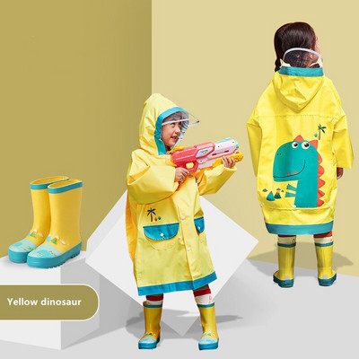 2021 Doprava zdarma Roztomilý detský pršiplášť pre chlapcov a dievčatá Nepremokavý overal s kapucňou, kreslený film s dinosaurom, detské pršiplášte a nohavice