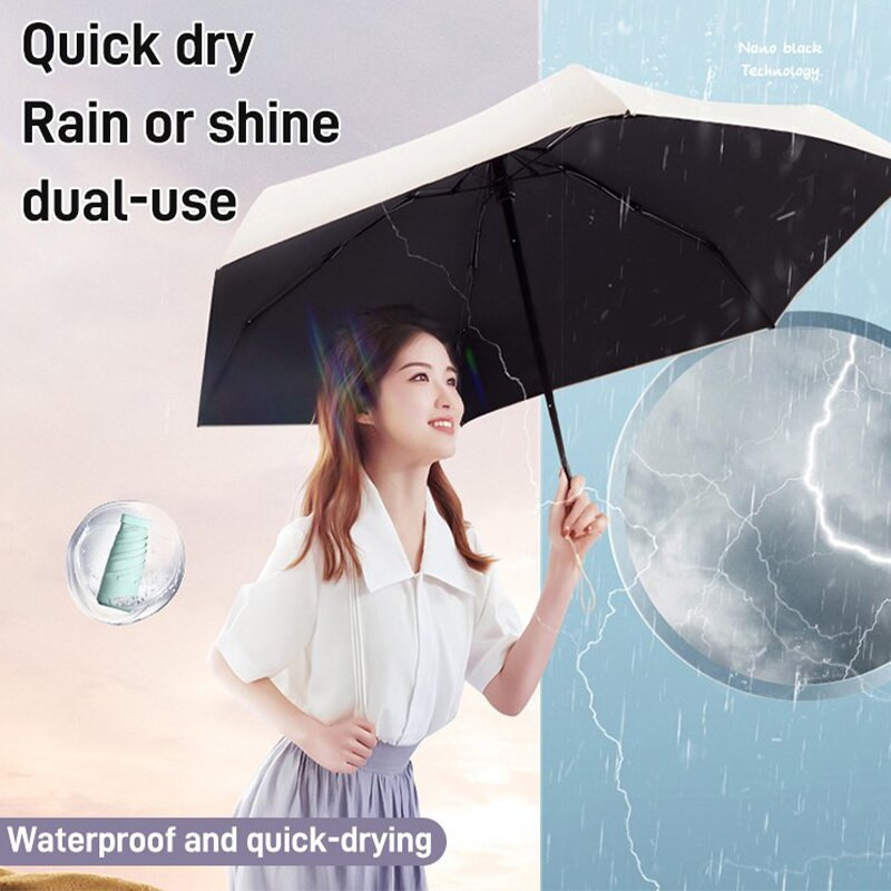 Skėtis Sun Rain Super lengvas nešiojamasis kortelės skėtis Skėtis Skėtis Skėtis Skėtis nuo saulės Sulankstomas skėtis nuo saulės Mini skėtis mažas dydis, lengvai laikomas