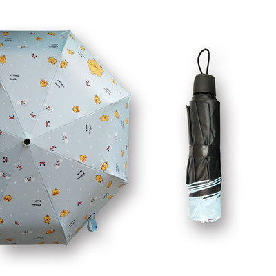 Umbrelă complet automată rezistentă la vânt și la ploaie Rață galbenă Umbrelă însorită și ploioasă Cremă solară pentru femei Umbrelă de desene cu trei ori