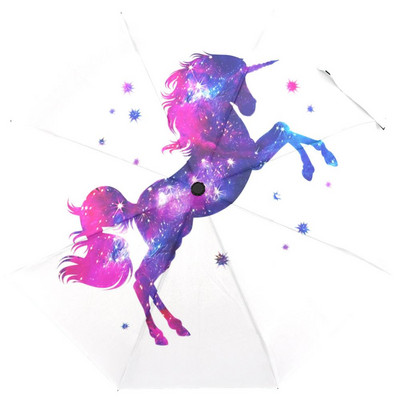 Kreatívny jednorožec automatický dáždnik, dáždnik, trojskladací, odolný, silný, farebný dáždnik, detský, daždivý, slnečný, módny slnečník