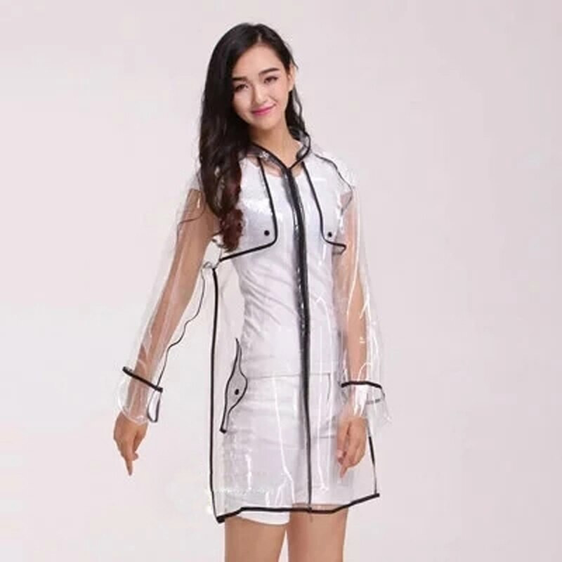 Osobnosť nepremokavý EVA priehľadný módny pončo ženy vonkajší priehľadný pršiplášť so zipsom PVC pršiplášť ružový pršiplášť