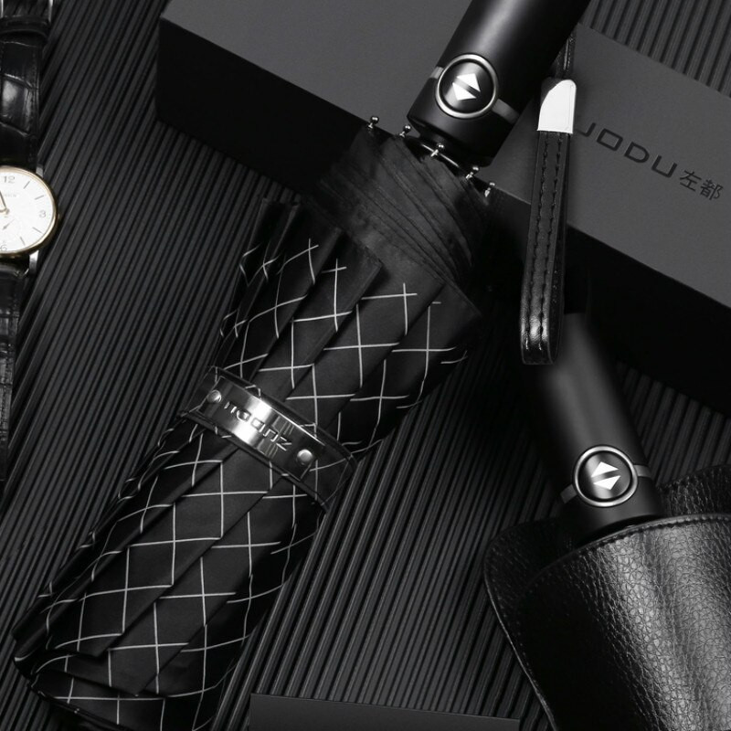 Nemecký luxusný dáždnik, pánsky plne automatický skladací dáždnik do auta, vetruodolný, obchodný, UV dáždnik, darčeková sada SY125