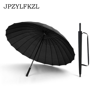 24K голям дамски чадър за дъжд Дамски ветроустойчив мъжки бастун Чадъри Мъжки кожени голф Sun Paraguas Цветен чадър бастун